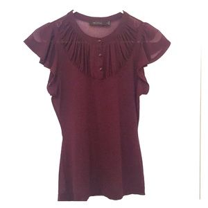 Sheer burgundy blouse with matching tank
